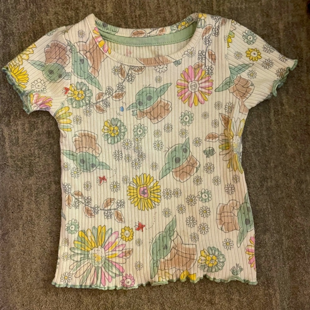 Grogu baby T-shirt. Size 12M. White and green